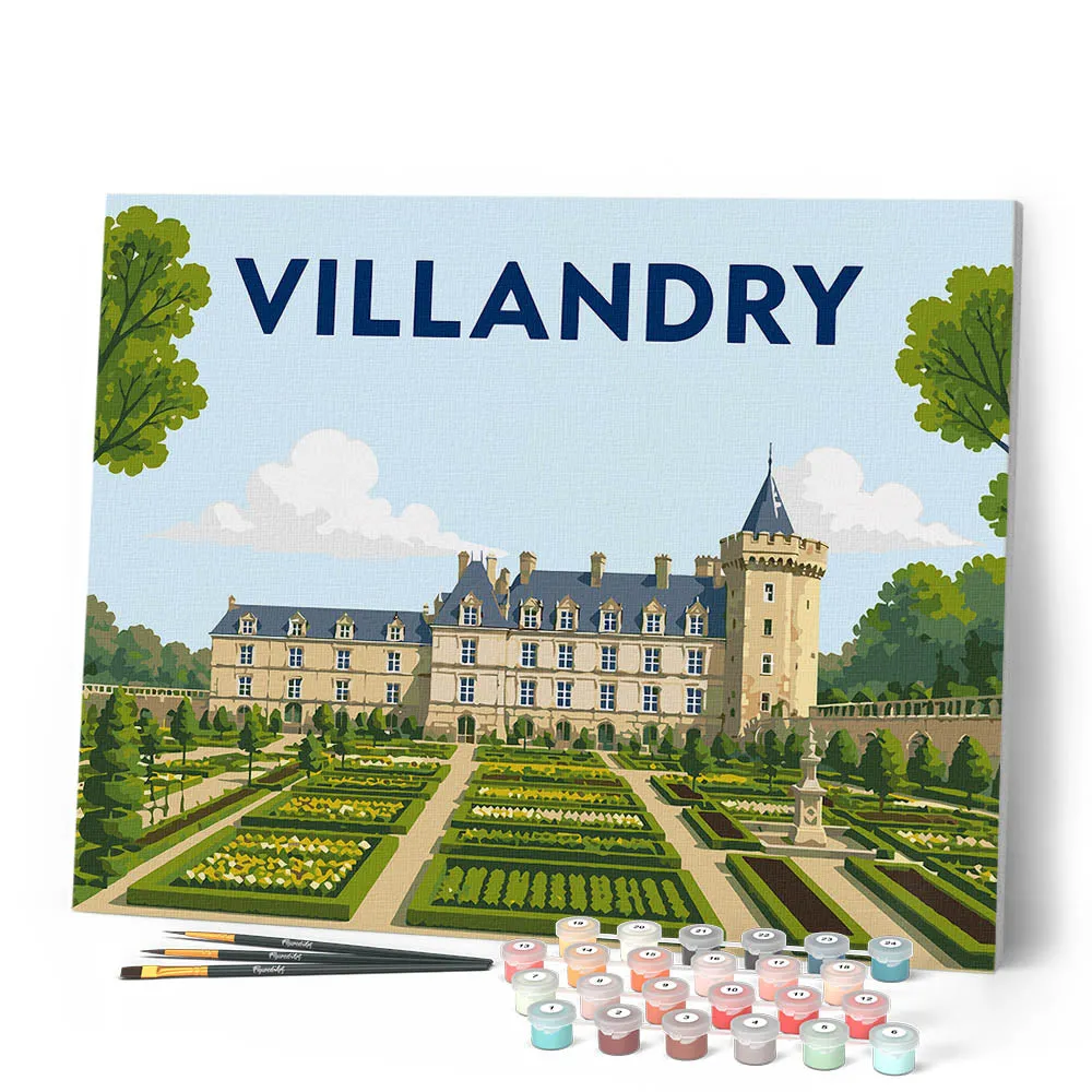 Figured'Art Kasteel van Villandry schilderen op nummer 40x50 cm gemiddeld