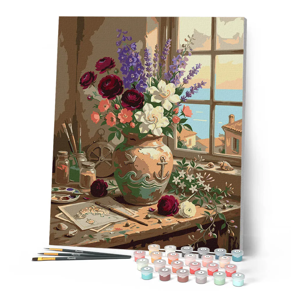Figured'Art Mediterrane bloemenharmonie schilderen op nummer 40x50 cm bloemen