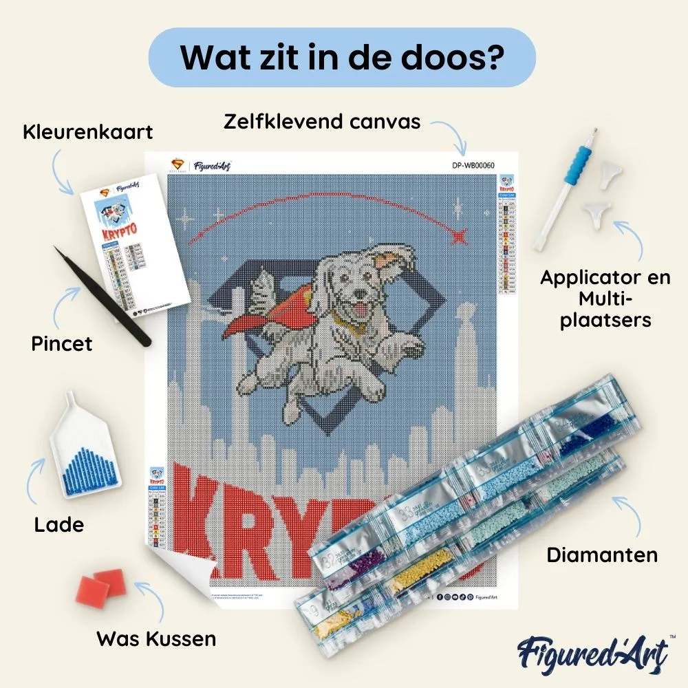 Figured'Art Superman Krypto diamond painting 40x50cm vierkant