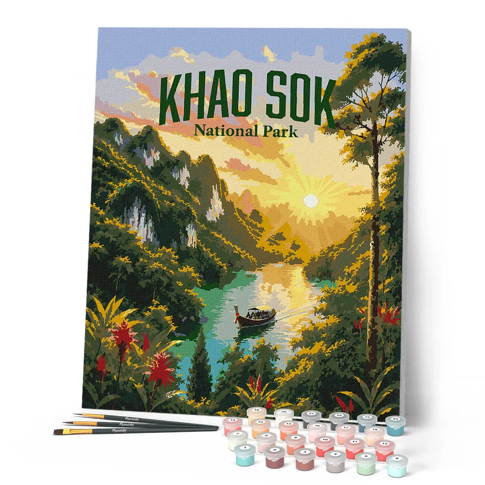 Figured'Art Nationaal Park Khao Sok schilderen op nummer 40x50cm jungle