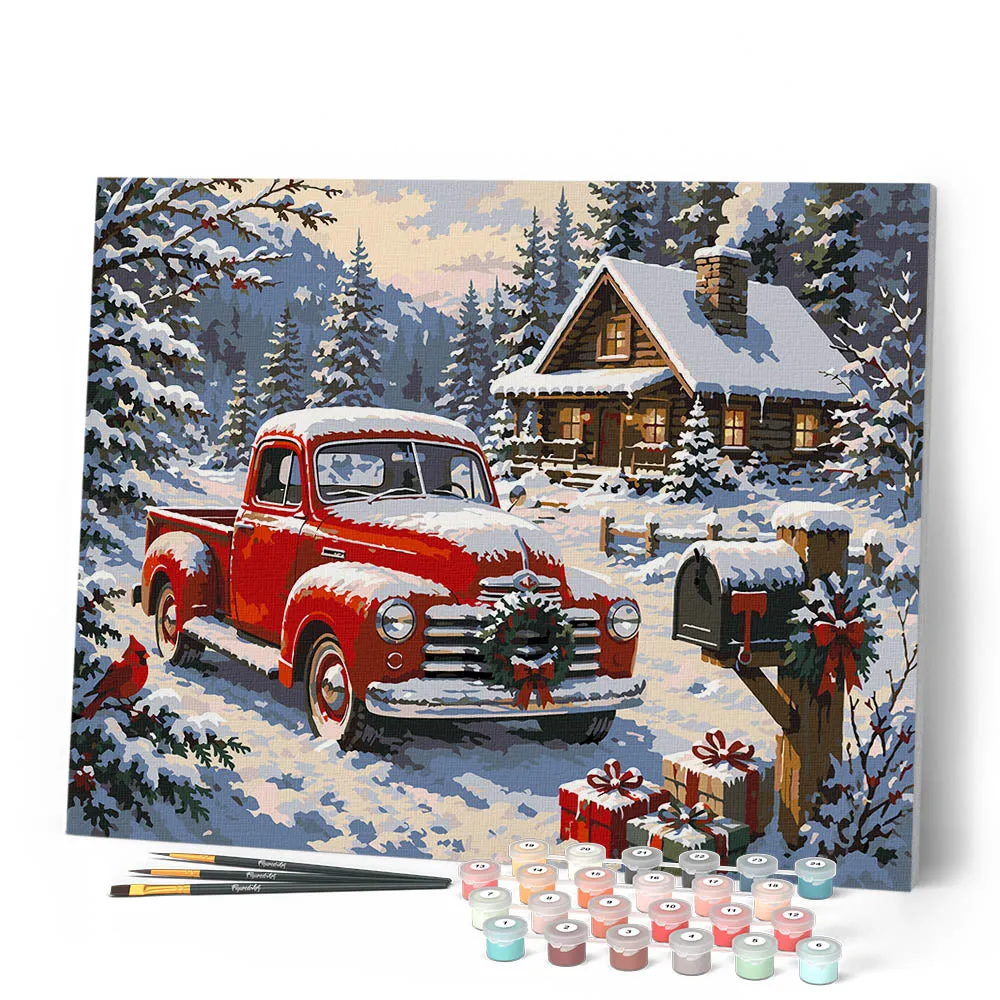 Figured'Art Kerstmis Tussen de Dennen schilderij 40x50 cm