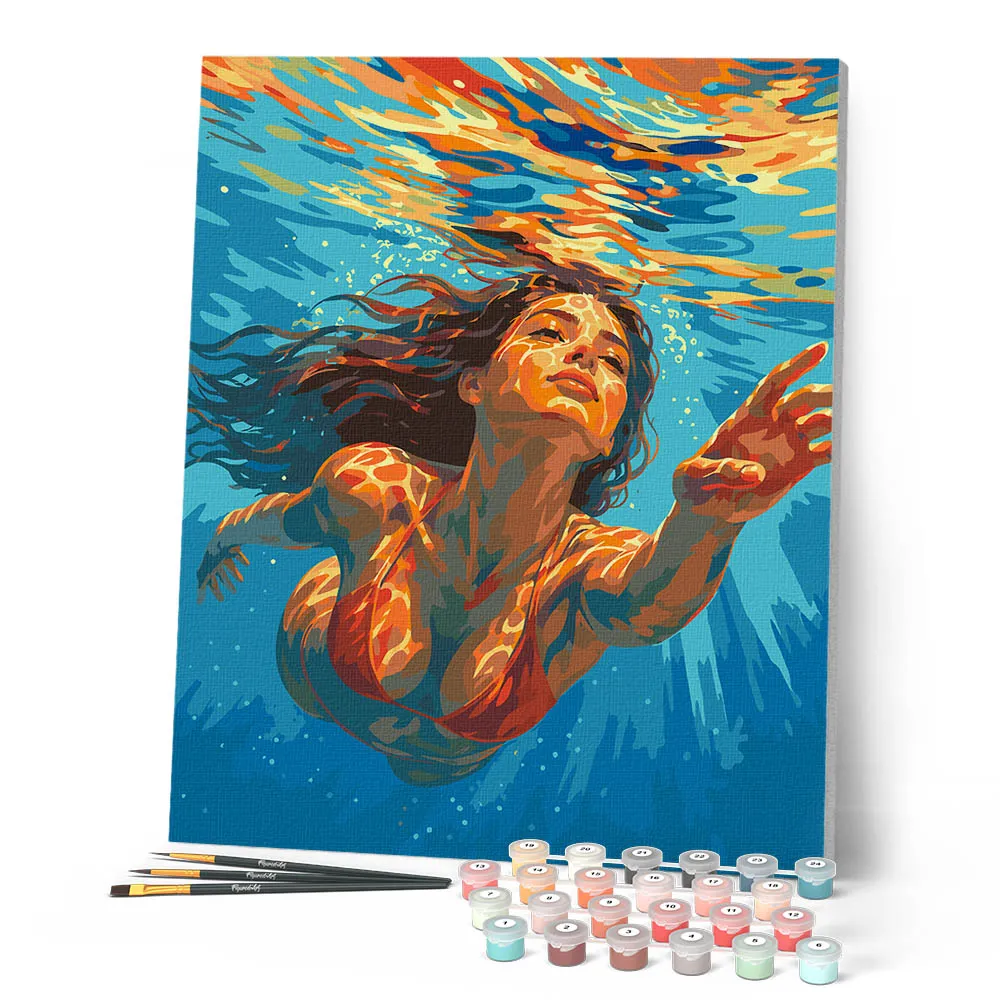Figured'Art Onder de golven schilderen op nummer canvas 40x50 cm