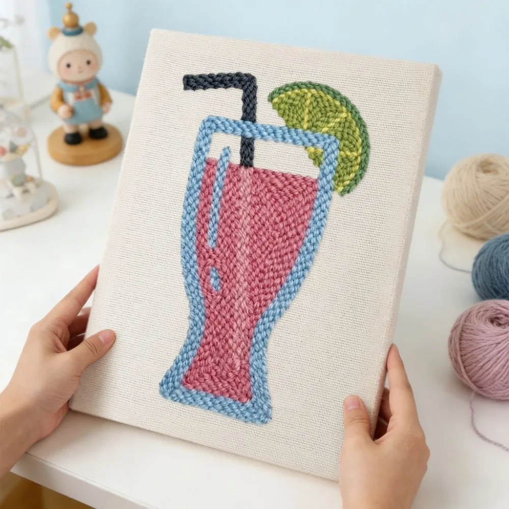 Figured'Art Roze Limonade punch needle pakket 20x30 cm frame