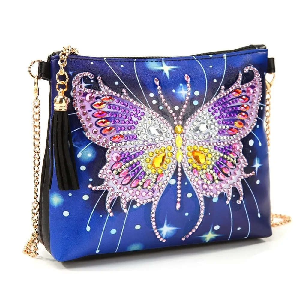 Figured'Art Sterrenstof Vlinder diamond painting handtas 18x15cm