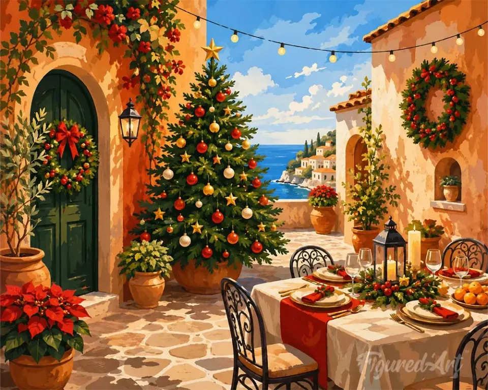 Figured'Art Kerst aan zee diamond painting winter