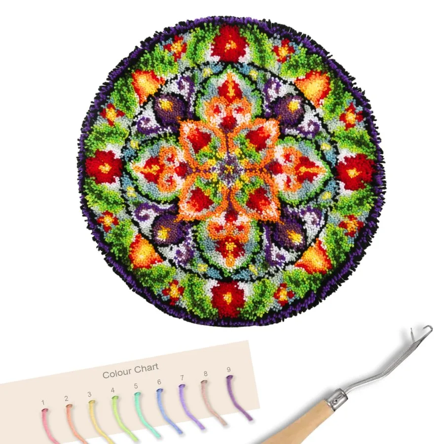 Craft Buddy Stained Glass Window knooptapijt rond 64x64 cm
