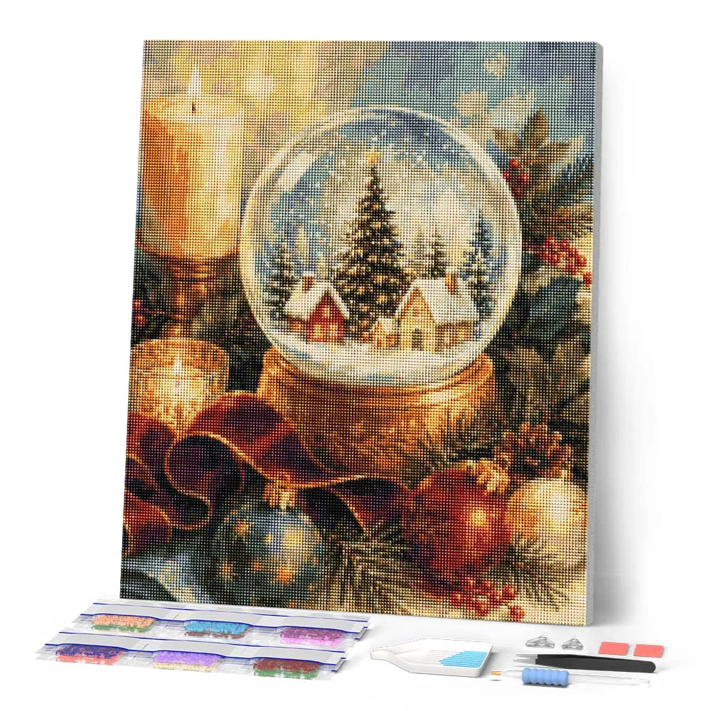 Figured'Art Kerstsneeuwbol Diamond Painting 40x50 cm vierkant kerst
