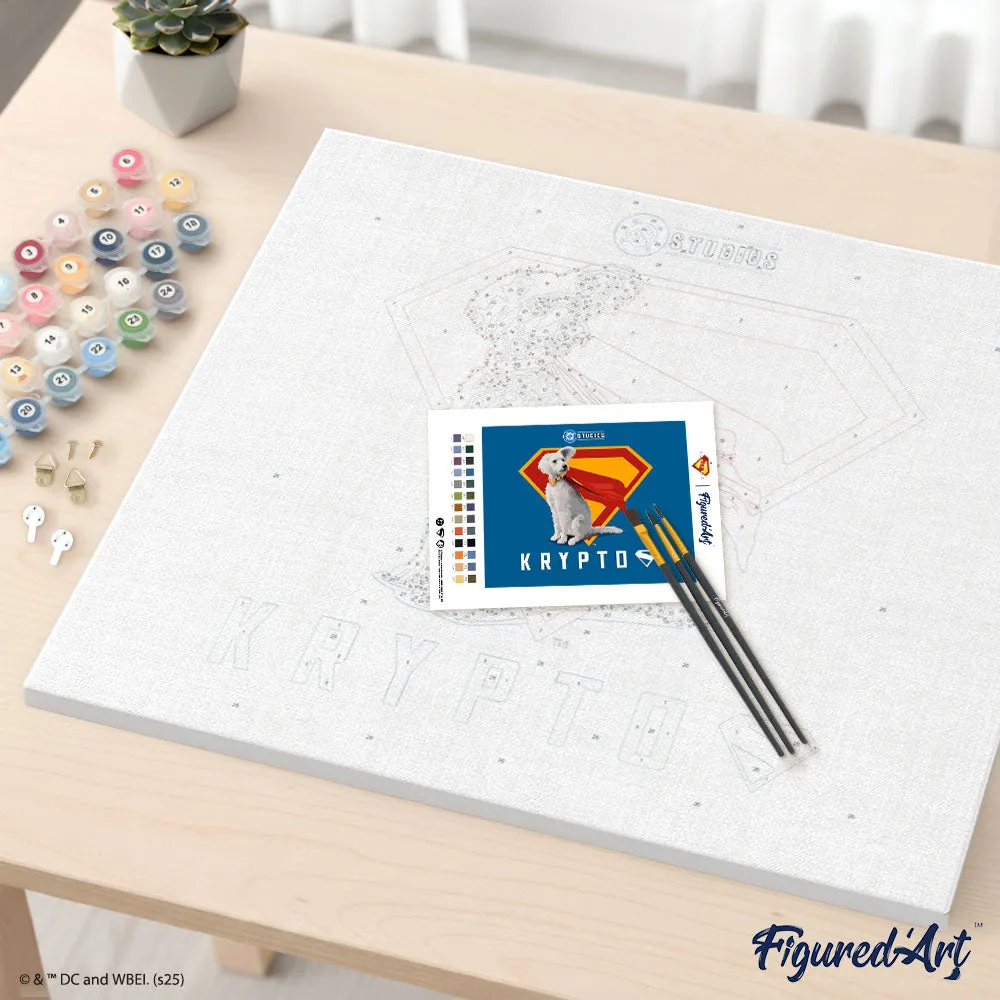 Figured'Art Superman Krypto met S-schild schilderen op nummer 40x50 cm