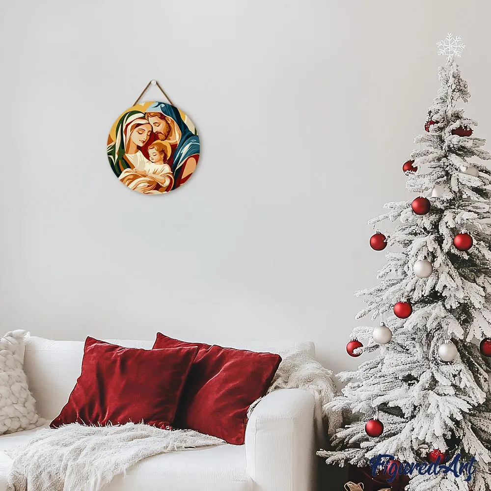 Figured'Art Heilige Familie schilderen op nummer hout 30 cm kerst