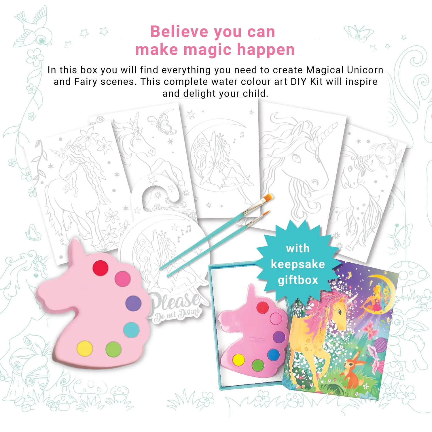 Box Candiy Magical Unicorns Watercolour aquarel verfset