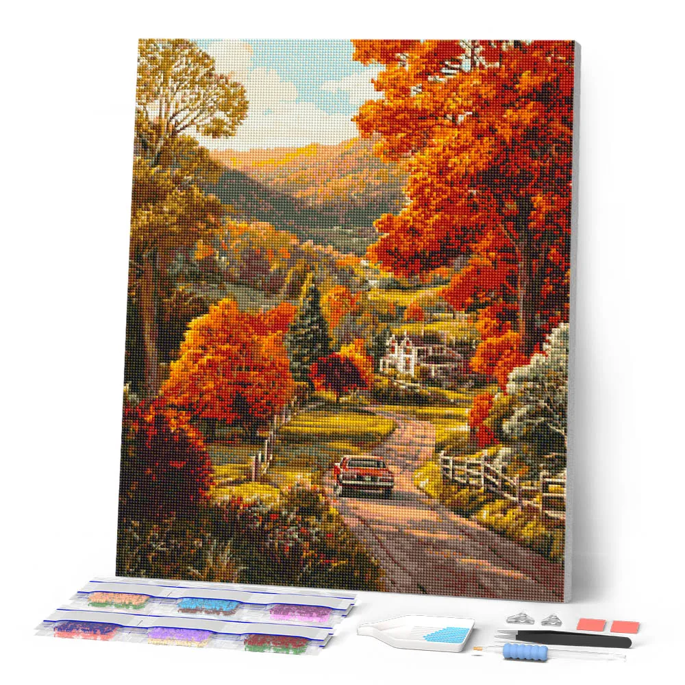 Figured'Art Landweg in de herfst diamond painting 40x50 cm herfst