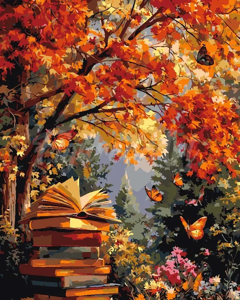 Figured'Art Lezen met vlinders schilderen op nummer 40x50 cm