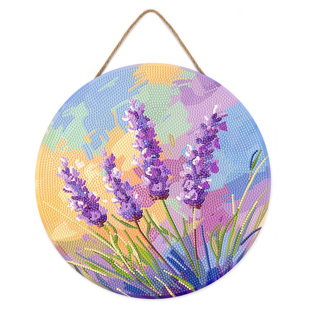 Figured'Art Lavendel Diamond Painting Houten Schijf 30cm rond