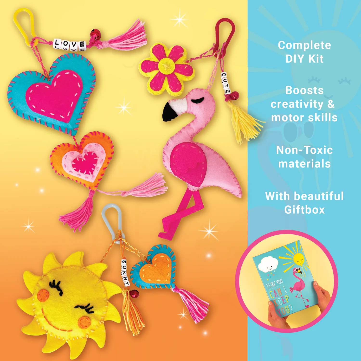 Box Candiy Totally Deco Backpack Charms knutselset vilt 3 stuks