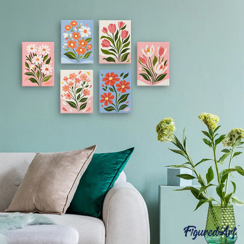Figured'Art Mini Veldbloemen schilderen op nummer 15x20cm 6 stuks