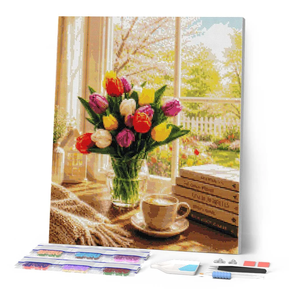 Figured'Art Frisse Beginpunten diamond painting 40x50cm bloemen