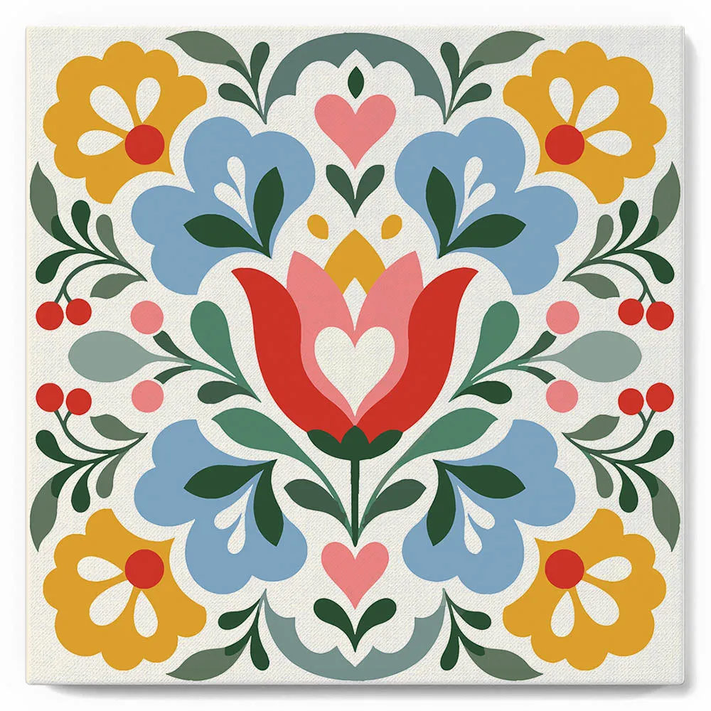 Figured'Art Bloemenmandala mini schilderij 20x20cm met lijst