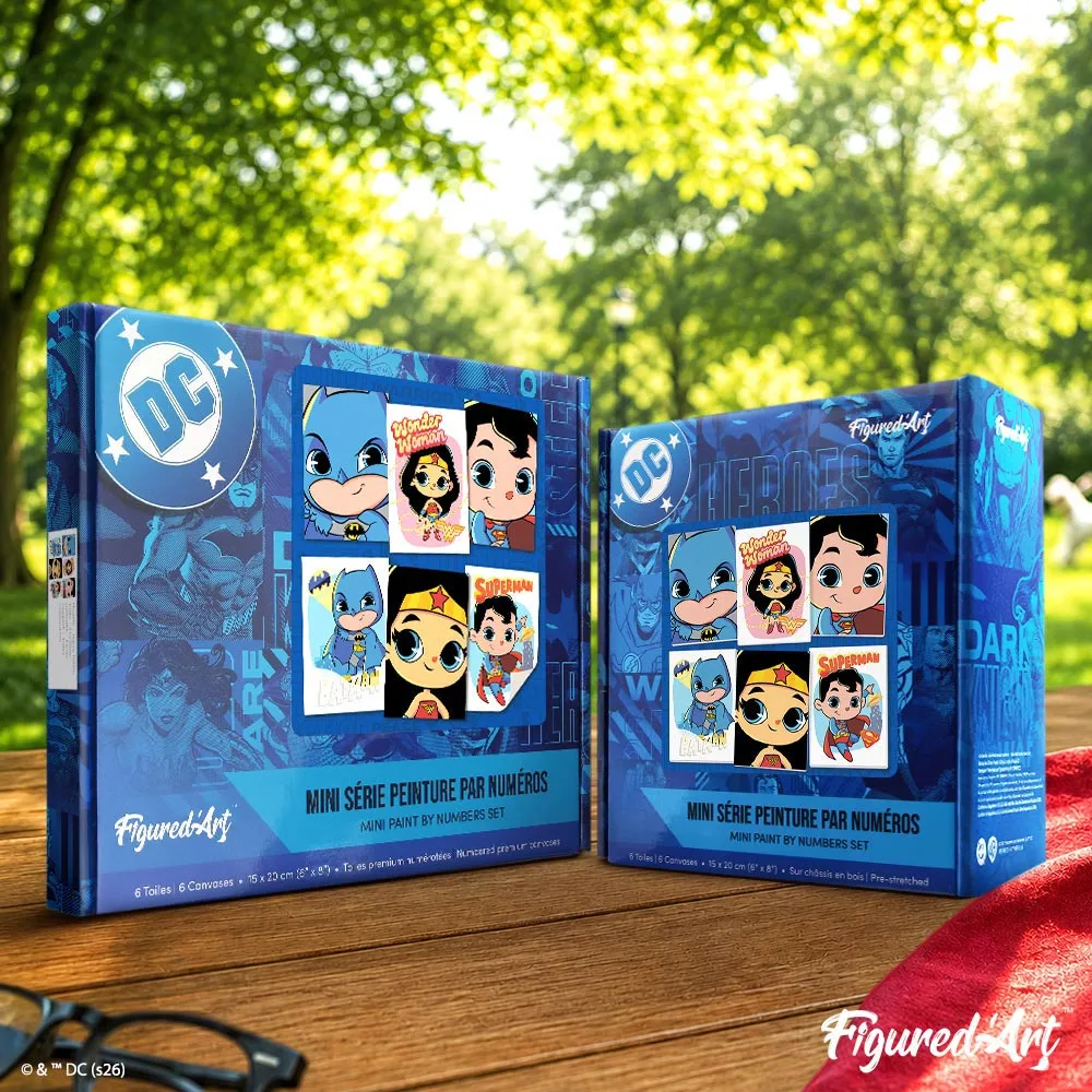 Figured'Art Justice League mini schilderen op nummer 15x20cm 6 stuks