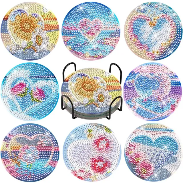 Figured'Art Liefde diamond painting onderzetters 10x10cm 8 stuks
