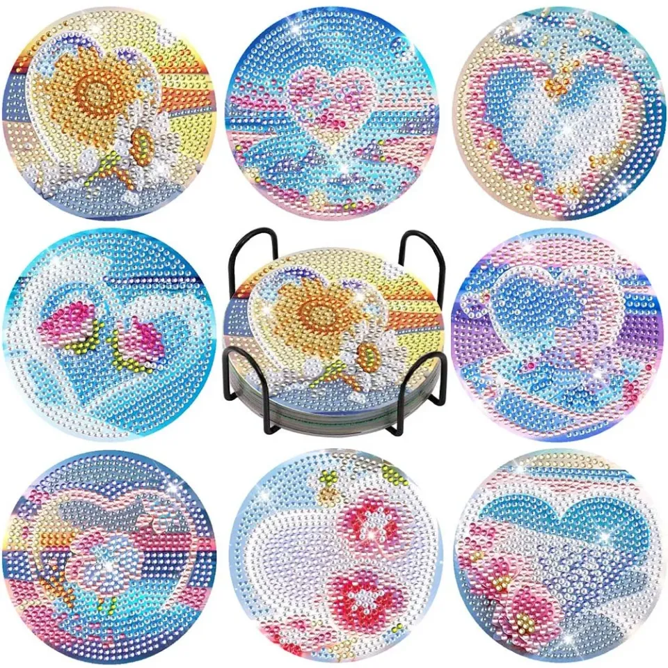 Figured'Art Liefde diamond painting onderzetters 10x10cm 8 stuks
