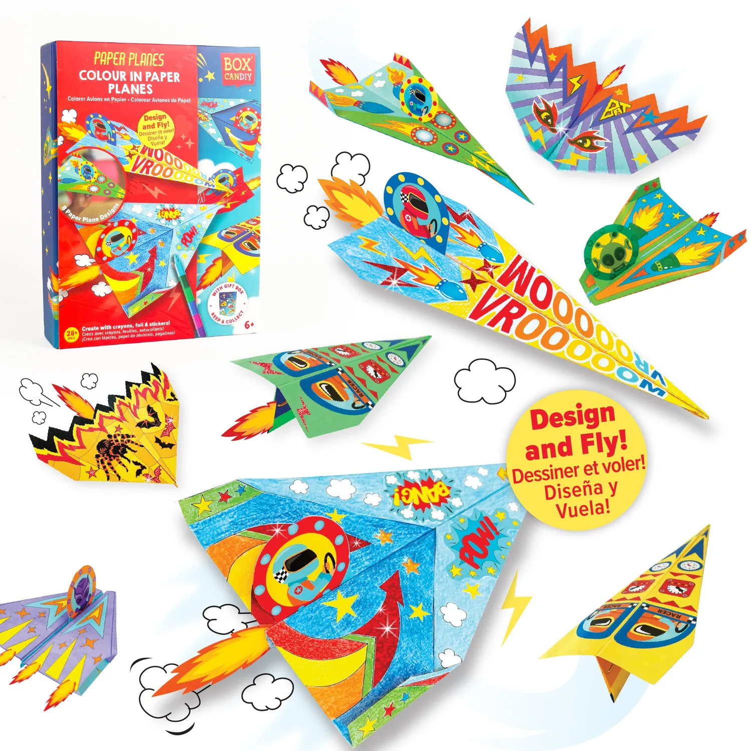 Box Candiy Paper Planes Colour-in vouwset 20 stuks krijt