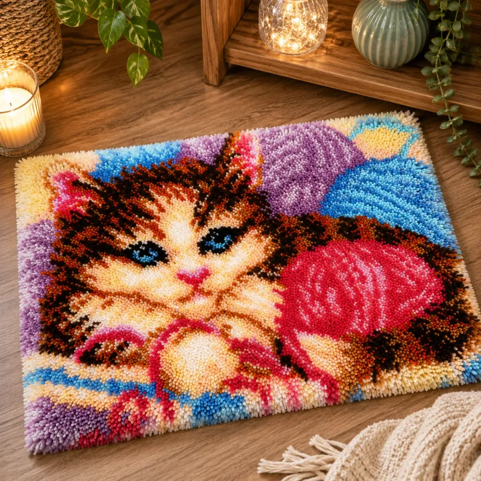 Craft Buddy Playful Cat knoopkleed pakket 48x64 kat