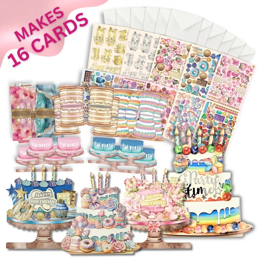 Craft Buddy Celebration Cakes kaartenmaakset 16 kaarten