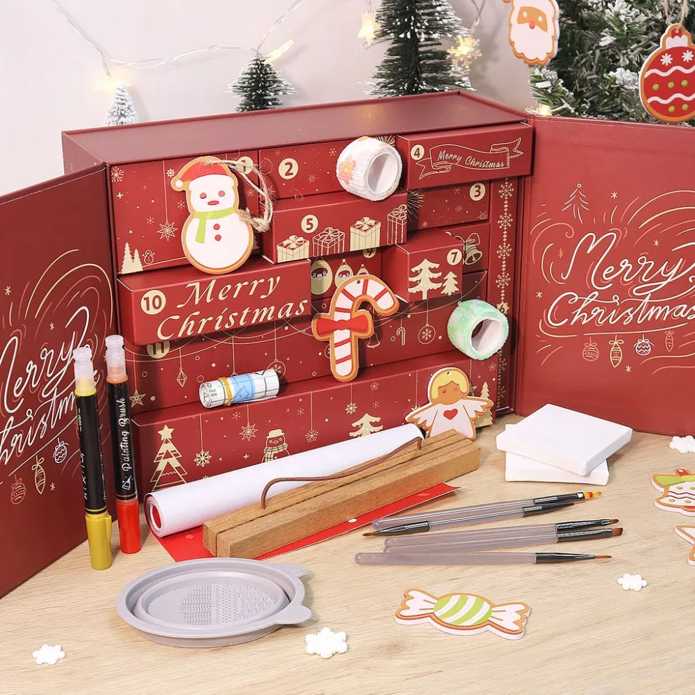 Figured'Art Vrolijk Kerstfeest adventskalender 2025 rood 12 deurtjes