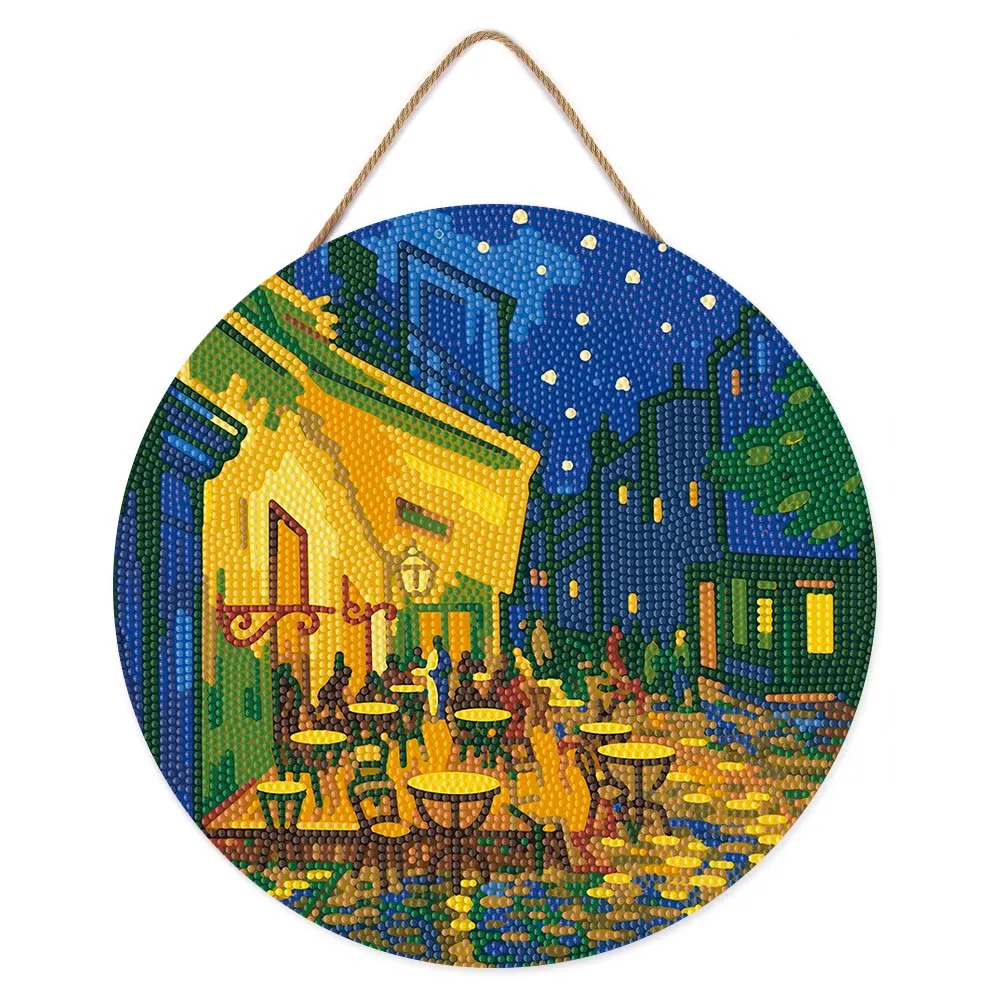 Figured'Art Van Gogh Café Terras bij Nacht diamond painting 30cm rond