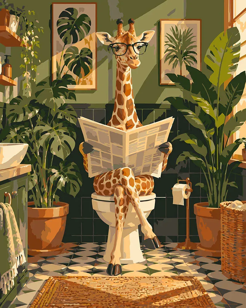 Figured'Art Het Dagblad van de Giraffe schilderen op nummer 40x50 cm