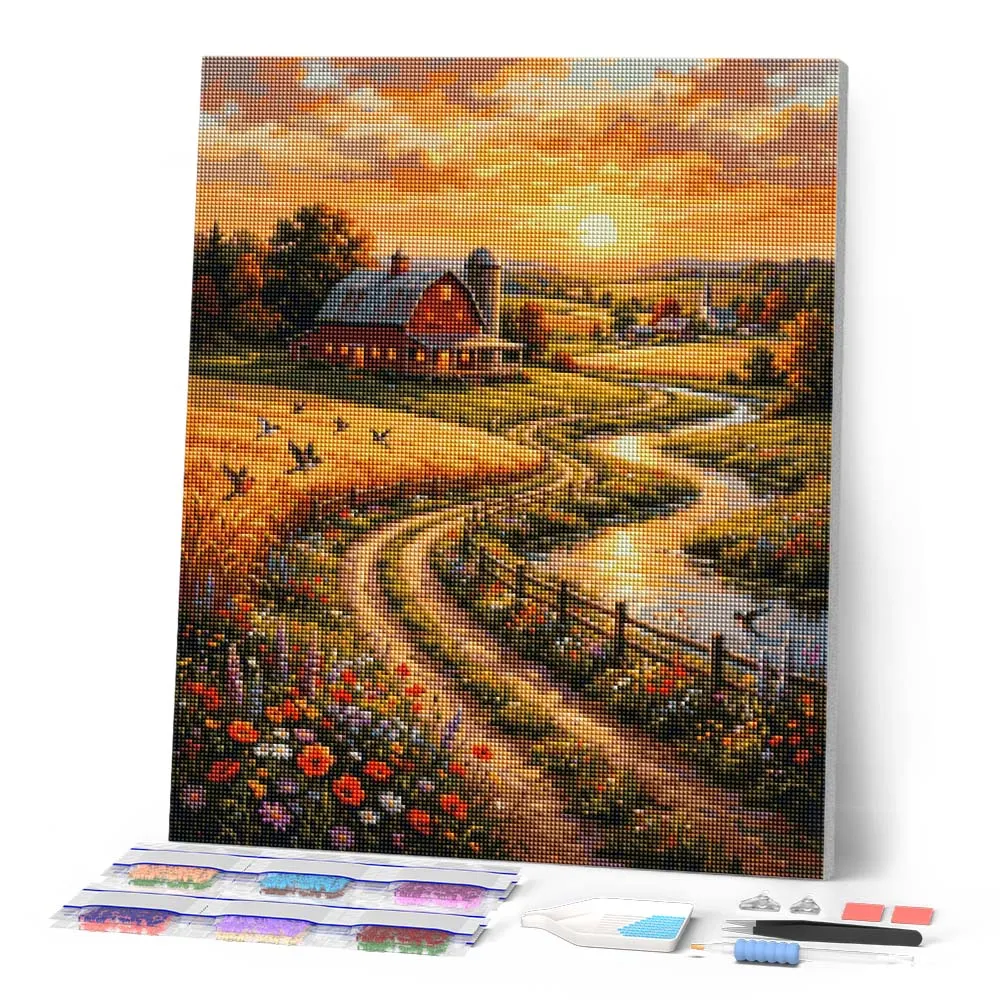 Figured'Art Landweg diamond painting 40x50 cm landschap