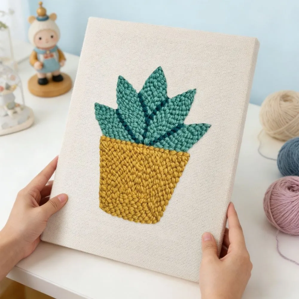 Figured'Art Zonnige Vetplant punch needle pakket 20x30cm beginners