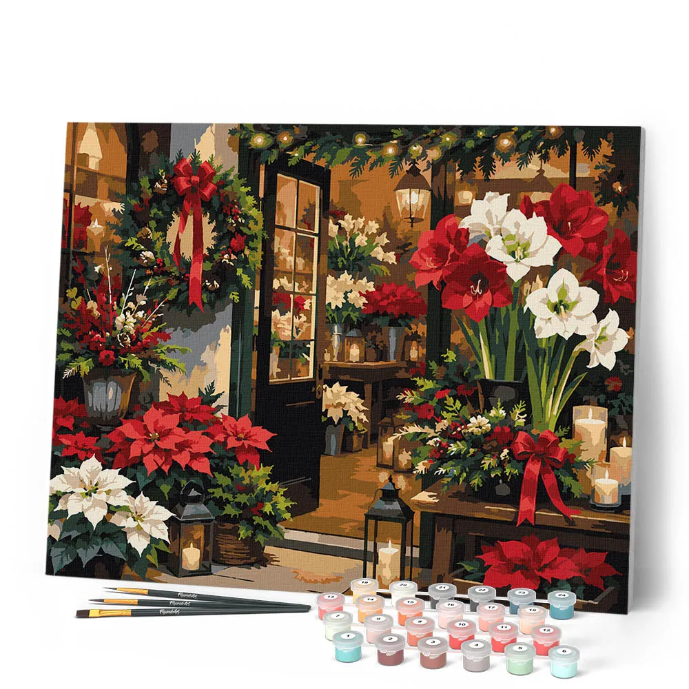 Figured'Art Bloemist met Kerst schilderen op nummer 40x50 winter