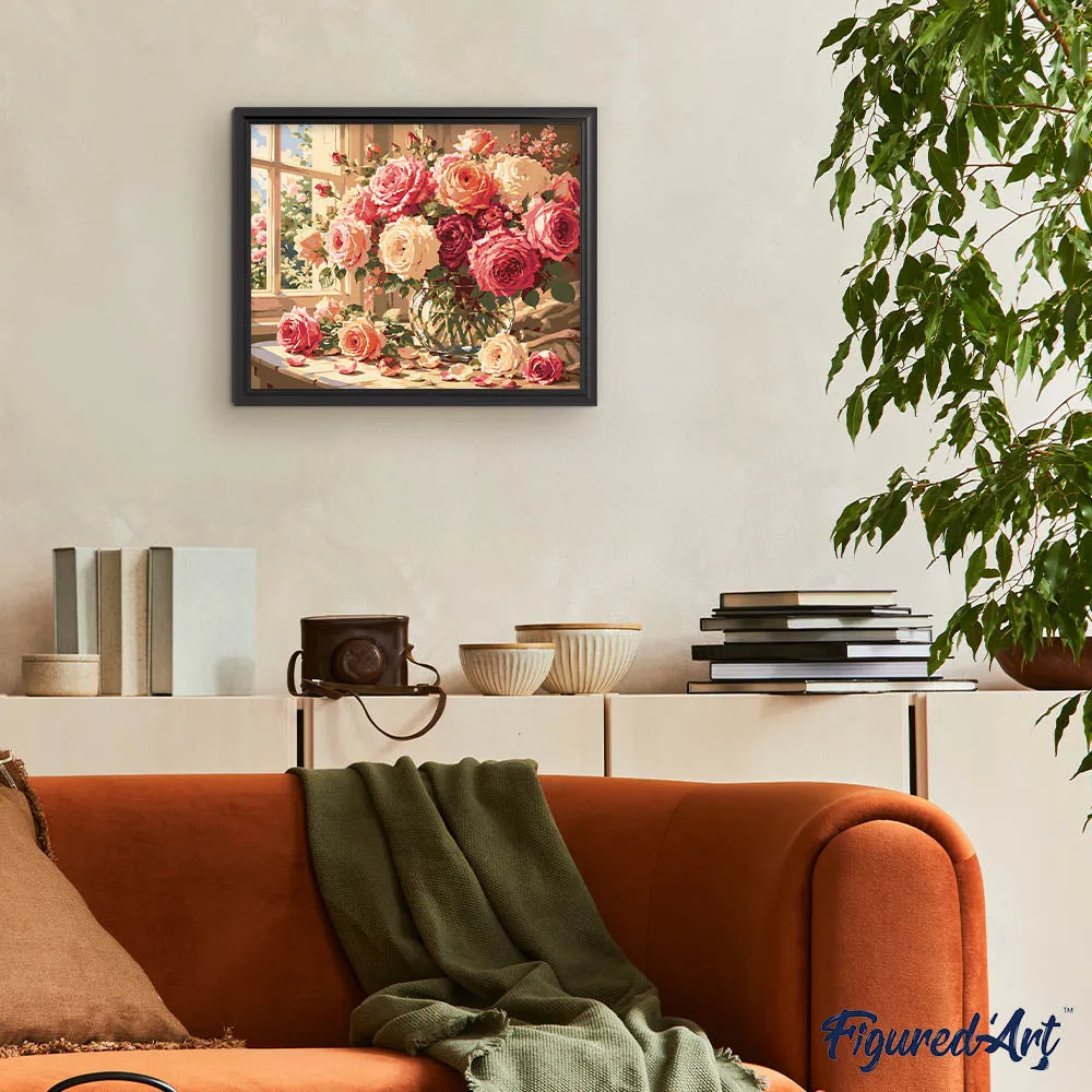 Figured'Art Vintage Rozenboeket schilderen op nummer 40x50 cm rozen