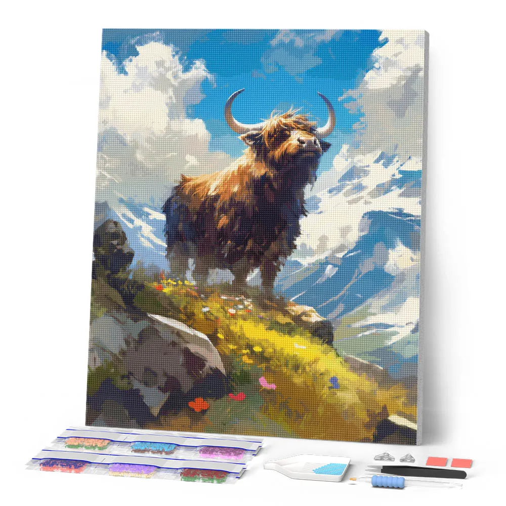 Figured'Art Schotse Hooglander diamond painting 40x50cm vierkant