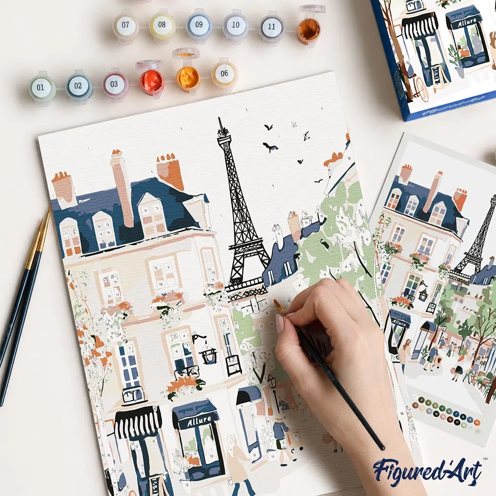 Figured'Art Waterverf Parijse Straat cadeauset paneel