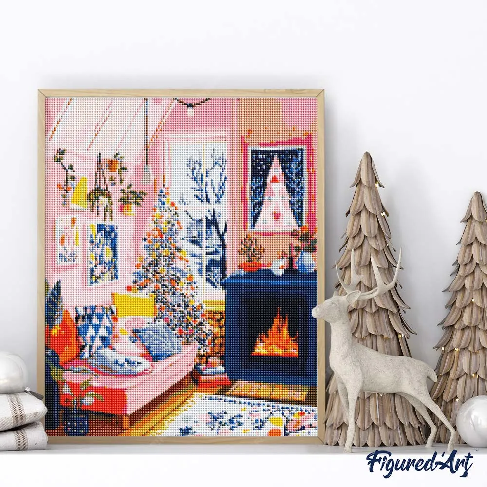 Figured'Art Artistiek Feesthoekje diamond painting kerst vierkant/rond