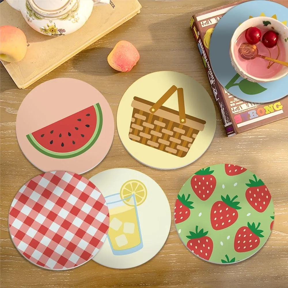 Figured'Art Zomerpicknick schilderen op nummer onderzetters 6 stuks