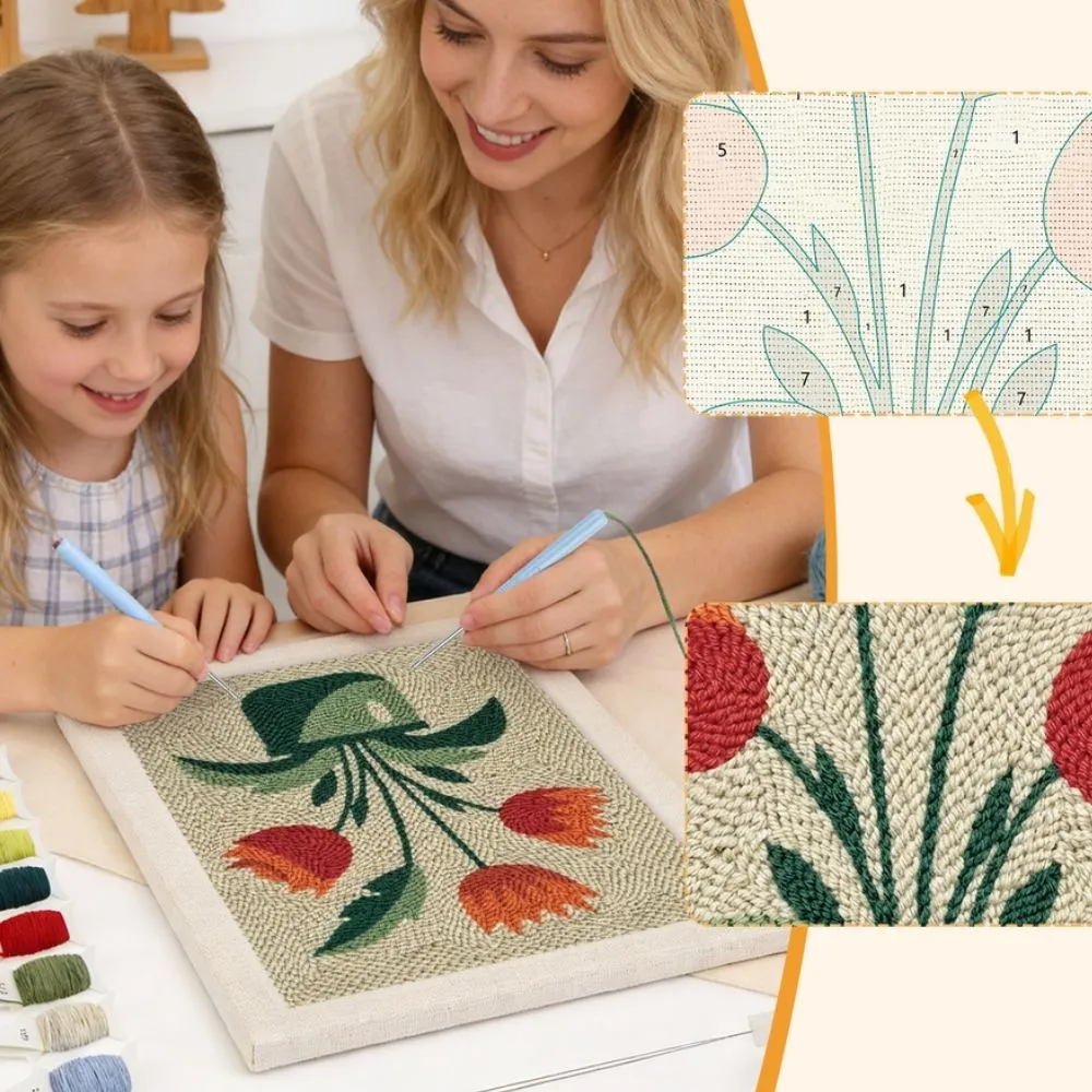 Figured'Art Bloeiende Tulpen punch needle pakket 20x30cm katoen