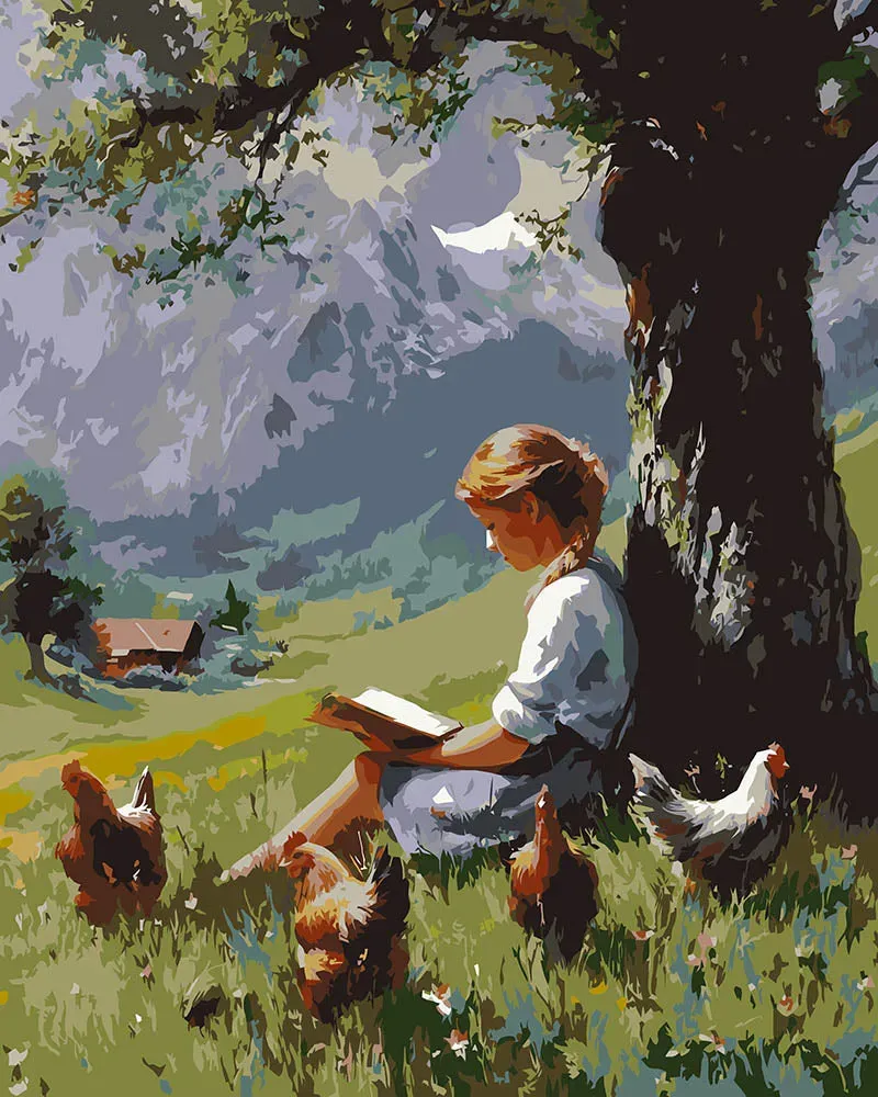 Figured'Art Vintage schilderij van taferelen op het platteland schilderen op nummer