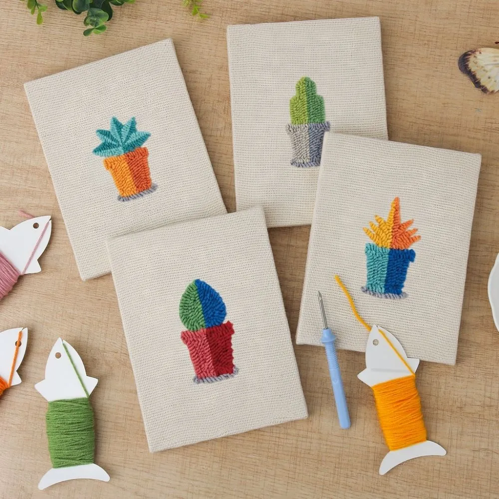 Figured'Art Mini Binnen Tuin 2 punch needle set 4 stuks 15x20 cm