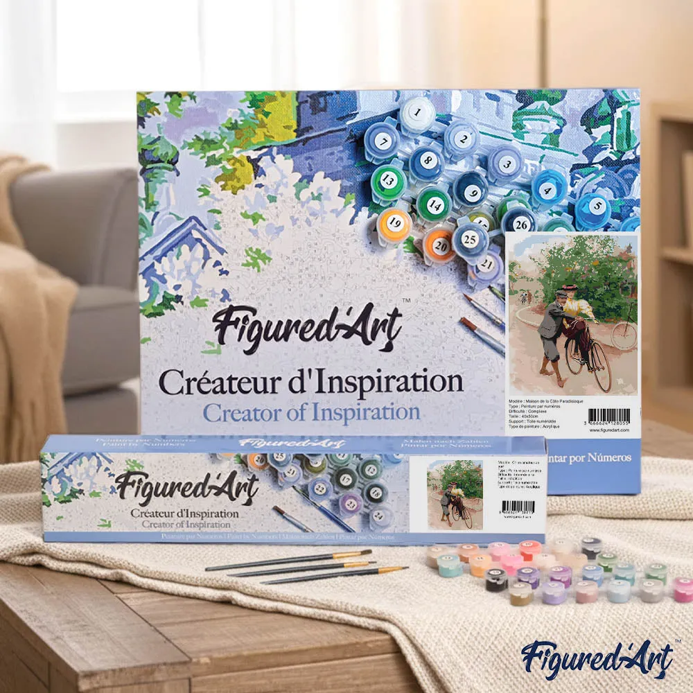 Figured'Art Romantische Fietsles Schilderen op Nummer vintage