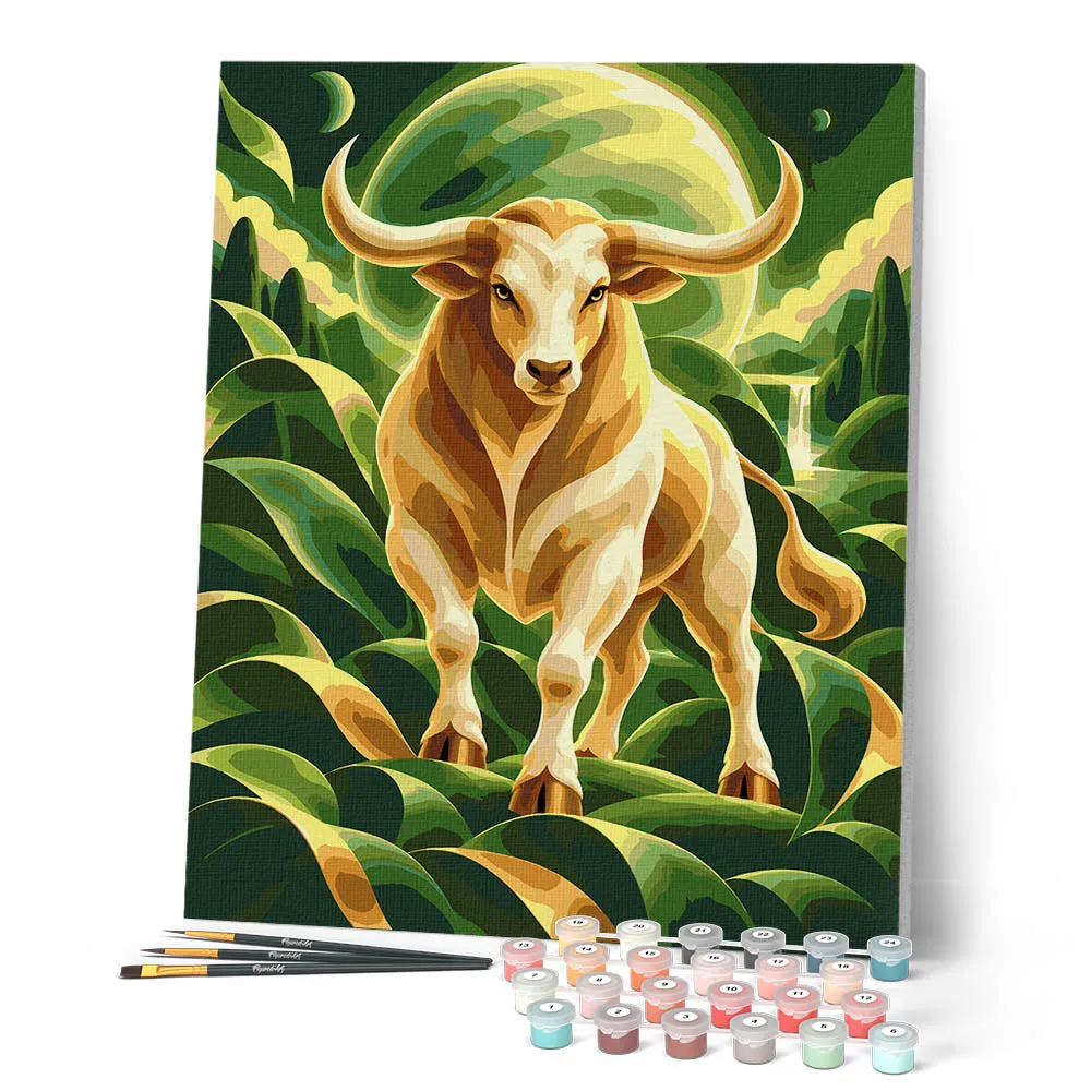 Figured'Art Schilderen op Nummer Stier Kosmische Sterrenbeeld schilderij 40x50 cm