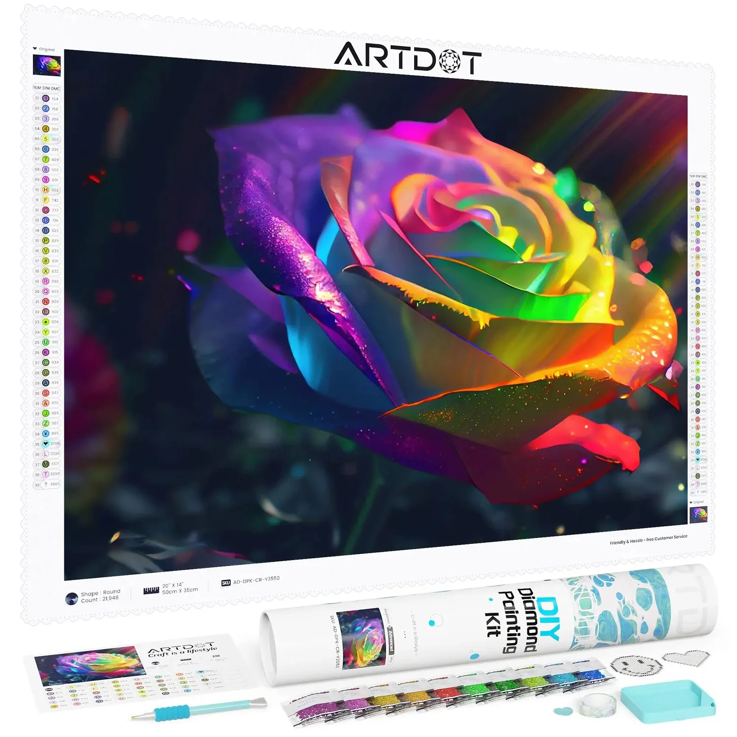ARTDOT Rozen Diamond Painting Kit Rond 35x25 cm Beginner