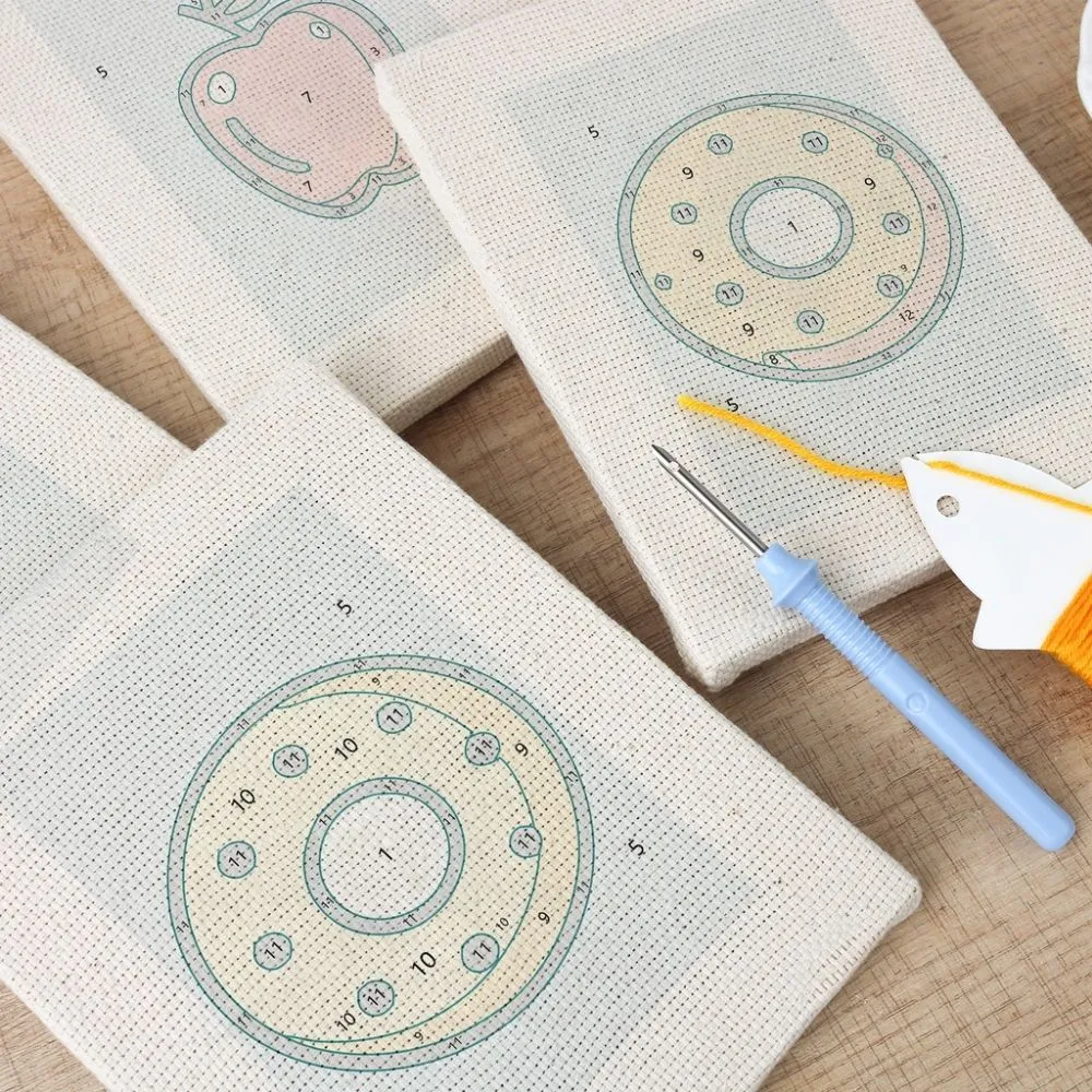 Figured'Art Fruit en Zoet punch needle 4 stuks met frame