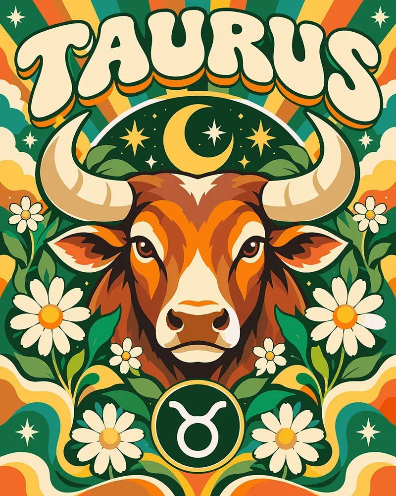 Figured'Art Retro Sterrenbeeld Stier schilderen op nummer 40x50 cm sterrenbeeld