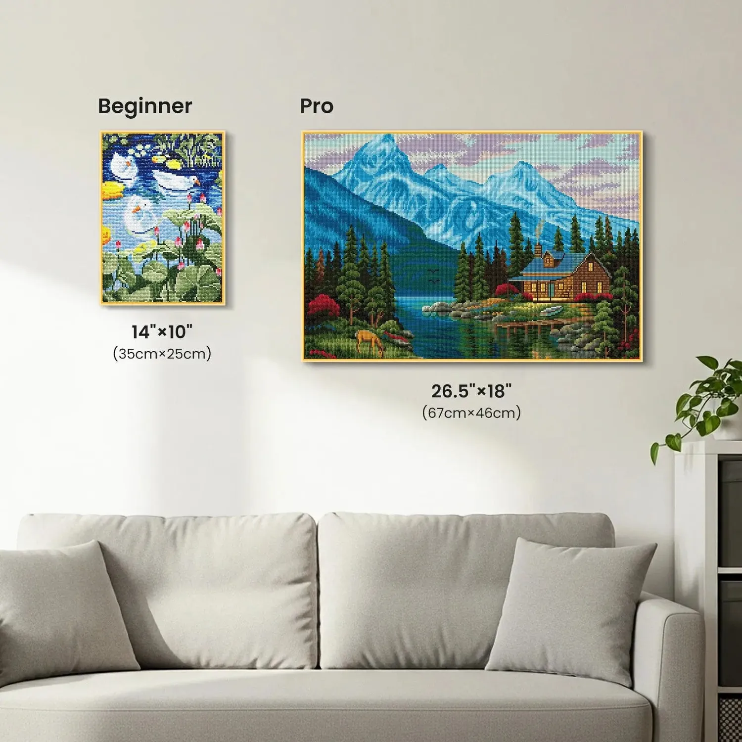 ARTDOT Rocky Cabin View diamond painting huisje 67,3x45,7cm