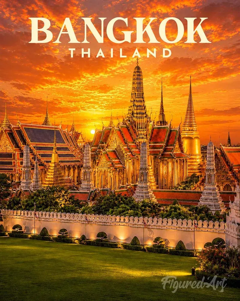 Figured'Art Reisposter Bangkok schilderen op nummer 40x50 cm