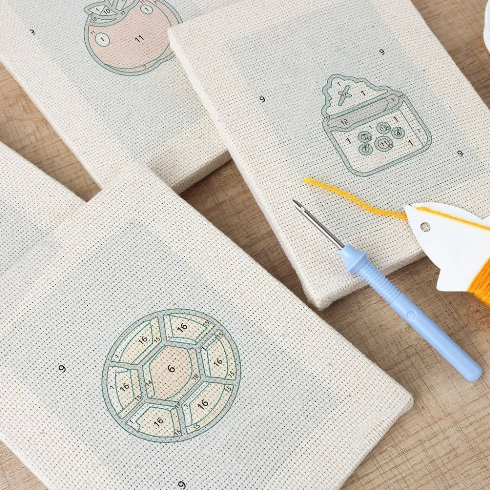 Figured'Art Ontbijt Lekkernijen punch needle set 4 stuks 15x20 cm