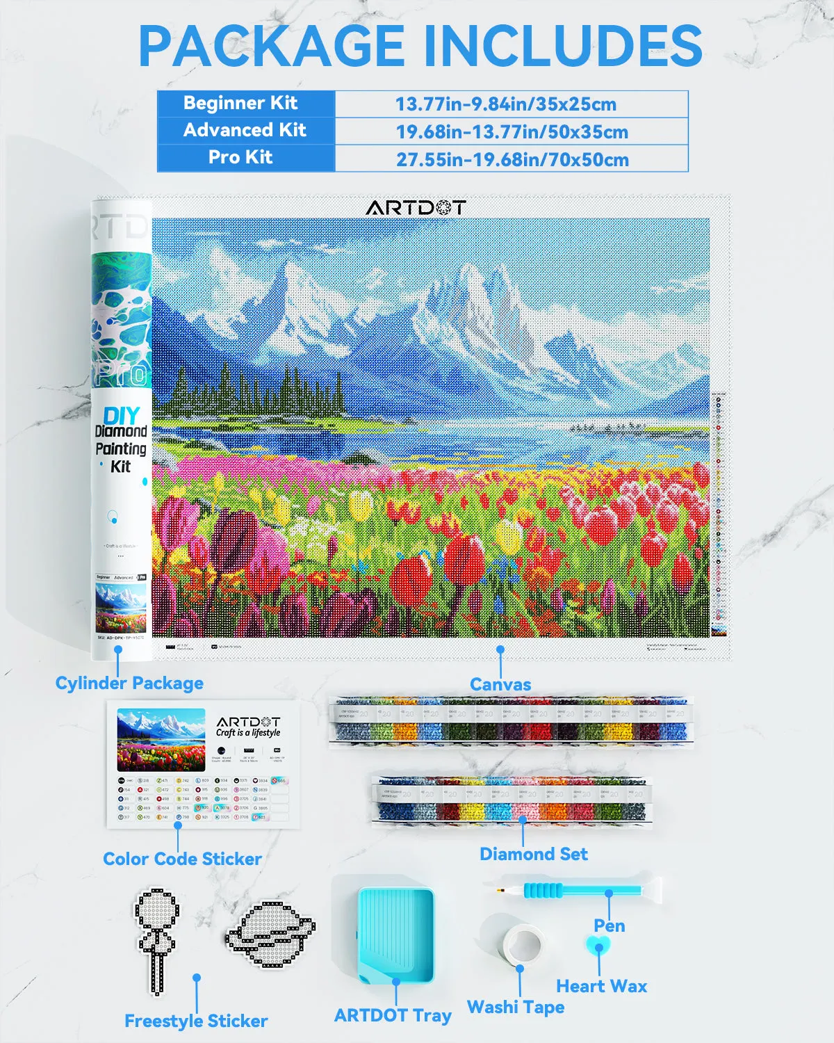 ARTDOT IJzige Tulpgeheim diamond painting beginner 35x25 cm
